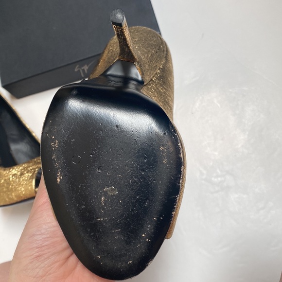 Giuseppe Zanotti Gold Alien/Warby Cristallo Heels Gold Glamour Metallic Pumps - Picture 9 of 16